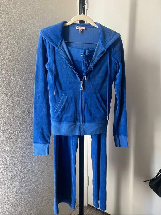Juicy Couture Pants - Vintage 2YK JUICY COUTURE Royal Blue Velour Zip Hoodie & Pants Tracksuit XS